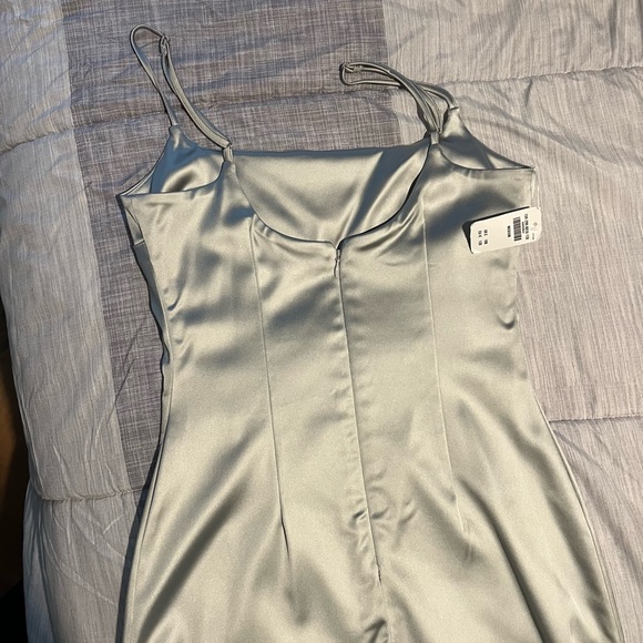 Abercrombie & Fitch Satin Stretch Column Midi Slip Dress Grey M - Picture 6 of 11